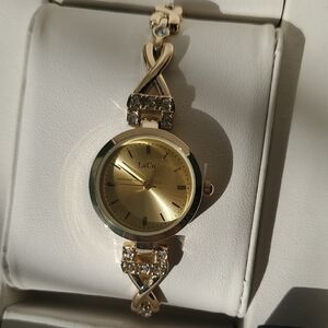 Gold-Tone Crystal Bracelet Watch for Women